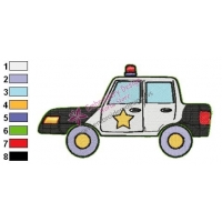 Police Car Embroidery Design